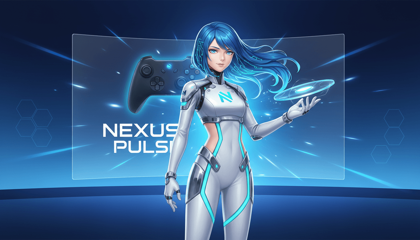 A polished anime brand mascot character in a stylish product-launch key visual