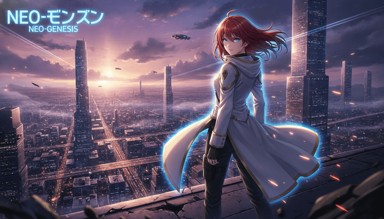 An anime OC turning to camera as wind moves their hair, lit with dramatic rim light