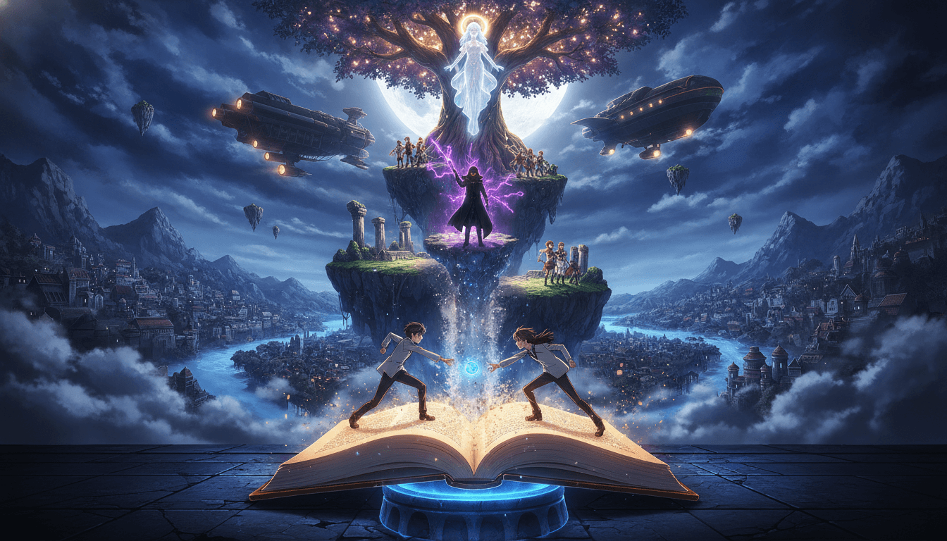 An open novel dissolving into a vertical anime short-drama scene