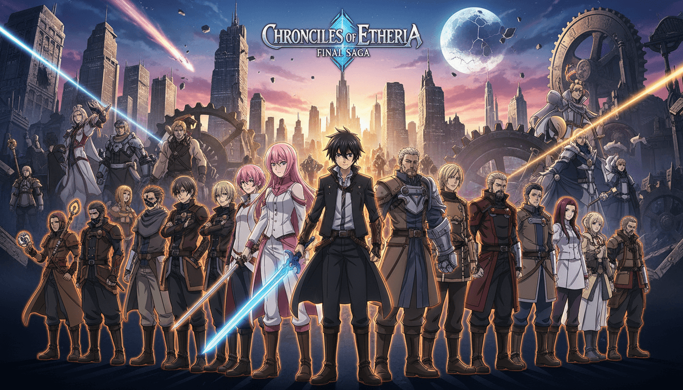 An anime key visual showing the assembled cast of a long-running web novel serial